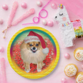 Pomeranian Marley Funny Bad Santa Dog Kerstmis Papieren Bordje (Feest)