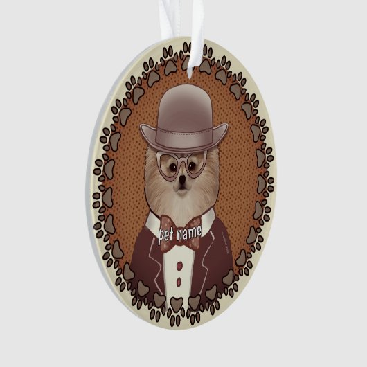 Pomeranian met bril Ornament (voorkant)