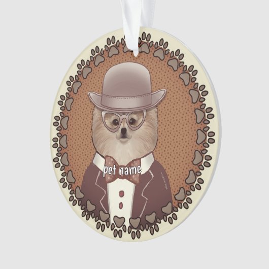 Pomeranian met bril Ornament (voorkant)