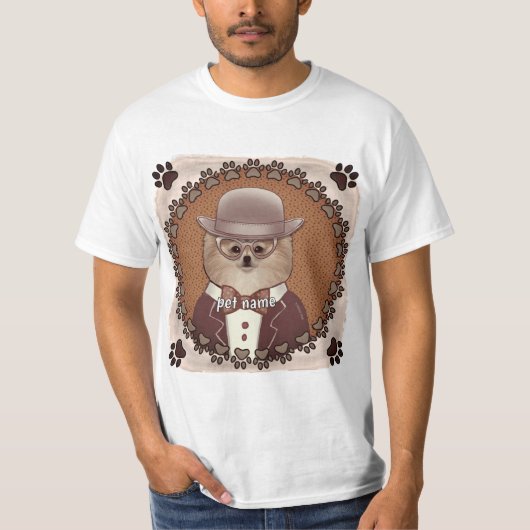 Pomeranian met bril t-shirt (Voorkant)