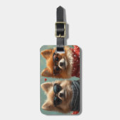 Pomeranian met hartrozen Valentijnsdag Bagagelabel (Voorkant verticaal)