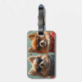 Pomeranian met hartrozen Valentijnsdag Bagagelabel (Achterkant verticaal)
