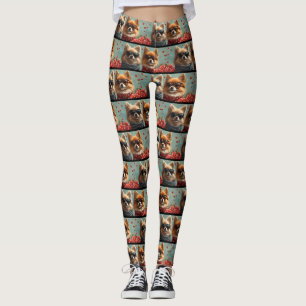 Pomeranian met hartrozen Valentijnsdag Leggings