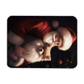 Pomeranian met Kerstman Festive Kerstmis  Magneet (Horizontaal)