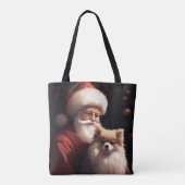 Pomeranian met Kerstman Festive Kerstmis  Tote Bag (Achterkant)