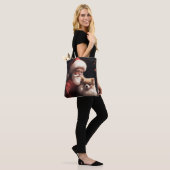 Pomeranian met Kerstman Festive Kerstmis  Tote Bag (Op model)
