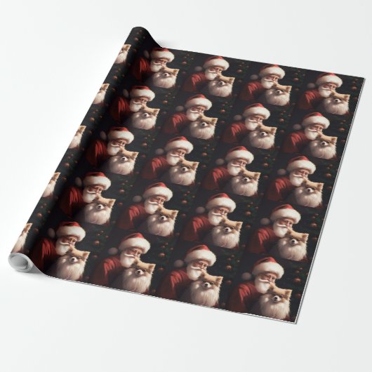 Pomeranian met Sinterklaas Festive Kerstmis Cadeaupapier (Uitgerold)