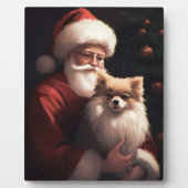 Pomeranian met Sinterklaas Festive Kerstmis Fotoplaat (Voorkant)