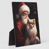 Pomeranian met Sinterklaas Festive Kerstmis Fotoplaat (Zijkant)