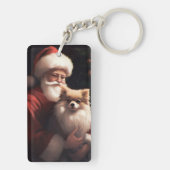 Pomeranian met Sinterklaas Festive Kerstmis Sleutelhanger (achterkant)