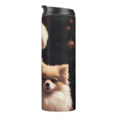 Pomeranian met Sinterklaas Festive Kerstmis  Thermosbeker (Geroteerd rechts)