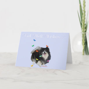 Pomeranian met Vlinders Beterschap Kaart
