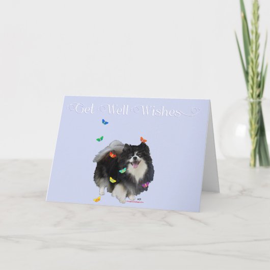 Pomeranian met Vlinders Beterschap Kaart (Voorkant)
