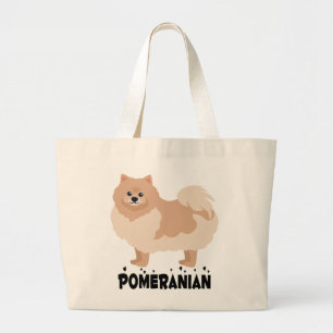 Pomeranian Moeder Pom Pom Puppy Hond Vader Redding Grote Tote Bag