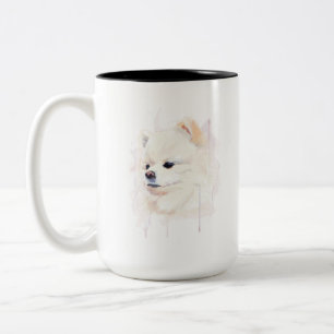 Pomeranian mok - Pom-hond koffiemok, aquarel