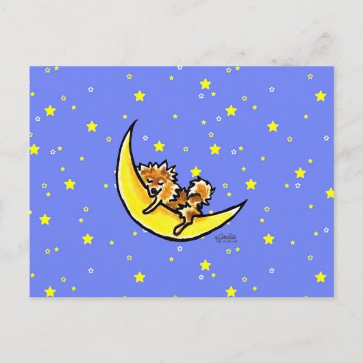 Pomeranian Moon Briefkaart (Voorkant)