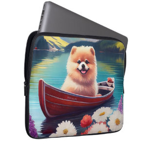Pomeranian op een peddel: Een landschappelijk avon Laptop Sleeve