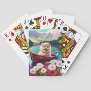 Pomeranian op een peddel: Een landschappelijk avon Pokerkaarten