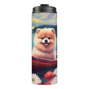 Pomeranian op een peddel: Een landschappelijk avon Thermosbeker