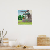 Pomeranian Op Graniet (PomGranite) Grappige Poster (Keuken)
