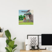 Pomeranian Op Graniet (PomGranite) Grappige Poster (Thuiskantoor)