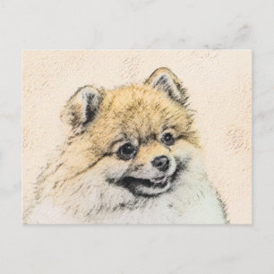 Pomeranian (Oranje) Schilderij - Originele Honden  Briefkaart