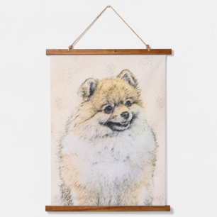 Pomeranian (Oranje) Schilderij - Originele Honden Hangend Wandkleed