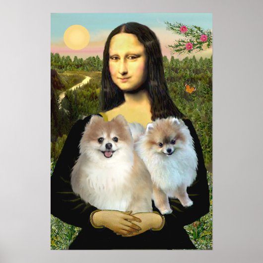 Pomeranian Paar 3 - Mona Lisa Poster (Voorkant)