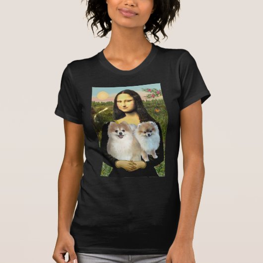 Pomeranian Paar 3 - Mona Lisa T-shirt (Voorkant)
