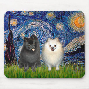 Pomeranian Paar (Z+W)-Sterrennacht Muismat