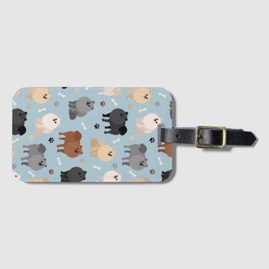 Pomeranian Paw-Prins and Dog Bones Bagagelabel (Voorkant (horizontaal))