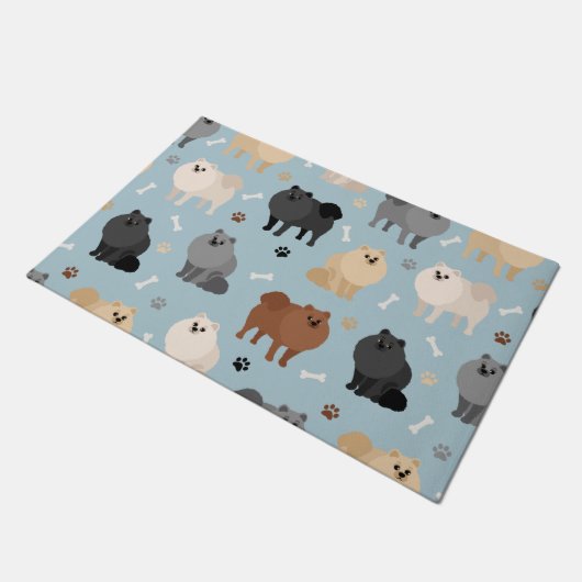 Pomeranian Paw-prints and Dog Bones Deurmat (Schuin)