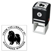 Pomeranian Pom Hond Staande Silh Bibliotheek Boek  Zelfinktende Stempel (In situ)