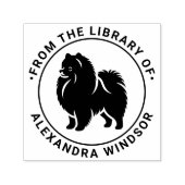 Pomeranian Pom Hond Staande Silh Bibliotheek Boek  Zelfinktende Stempel (Design)