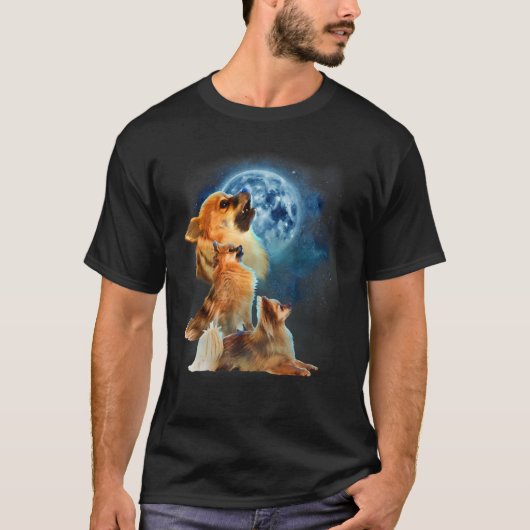 Pomeranian Pomeranian Howling at the Moon T-shirt (Voorkant)