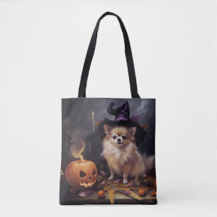 Pomeranian Pompoenen Halloween Griezelen Tote Bag