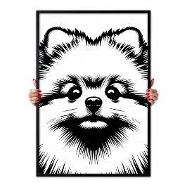 Pomeranian Pop Art Wit & Zwart Chic Esthetiek Poster