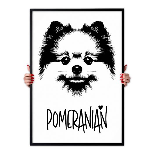 Pomeranian Pop Art Zwart & Wit Chic Esthetiek Poster