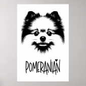 Pomeranian Pop Art Zwart & Wit Chic Esthetiek Poster (Voorkant)