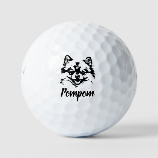Pomeranian Print Aangepaste Naam Handtekening Golfballen (Voorkant)