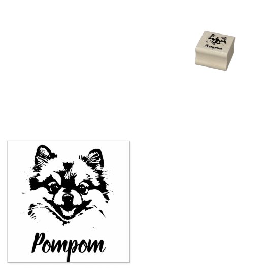 Pomeranian Print Aangepaste Naam Handtekening Hout Rubberstempel (Gestempeld)
