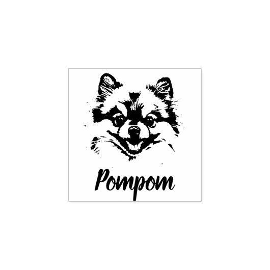 Pomeranian Print Aangepaste Naam Handtekening Hout Rubberstempel (Afrduk)