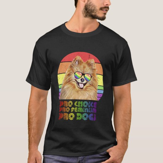 Pomeranian Pro Choice Pro Feminisme Pro Honden LGB T-shirt (Voorkant)