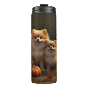 Pomeranian Pup Autumn Delight Pompoen Thermosbeker