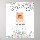 Pomeranian Puppy bruiloft handtekening Drink teken Poster (Voorkant)