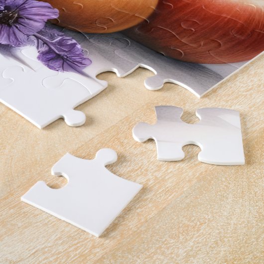 Pomeranian Puppy Dog Waterverf Wildflower Picknick Legpuzzel (Zijkant)