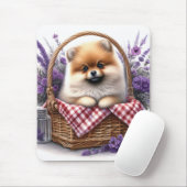 Pomeranian Puppy Dog Waterverf Wildflower Picknick Muismat (Met muis)