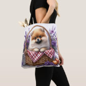 Pomeranian Puppy Dog Waterverf Wildflower Picknick Tote Bag (Dichtbij)