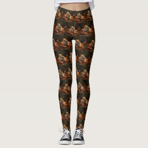 Pomeranian Puppy Herfst Plezier Pompoen Leggings