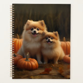Pomeranian Puppy Herfstvreugde Pompoen Planner (Voorkant)